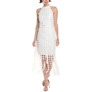 NWT Anne Klein Bright White Fringe Hem Cocktail Party Event Halter Dress 2